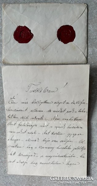 Threatening letter with wax seal, dr. 1928 for owner Béla Baráthy