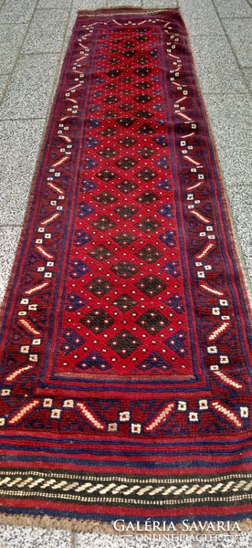 Afghan hand-knotted running rug with a beautiful kilim band. Negotiable!