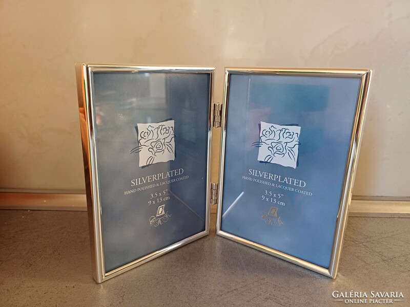 Silver-plated double photo frame