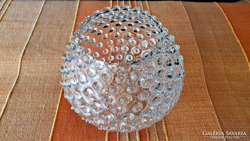 Old. Glass vase with knob, sphere. 16 cm in diameter.
