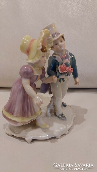 Ens germany porcelain gentleman couple statue