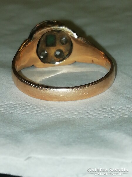 Antik arany gyűrű Smaragd és drága kövekkel 2