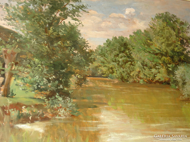 Alexander Papp (Alex Pop,Diós Cluj cou.1868-Timisoara 1937): trees on the river bank 1899 !!!!
