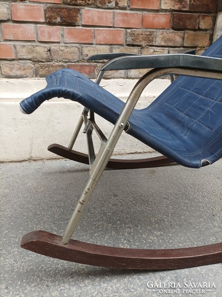 Mid century lounge chair, takeshi nii rocking chair, modernism, in blue color