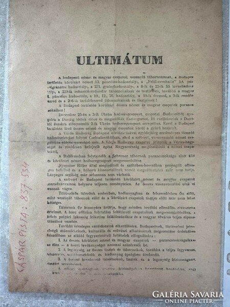 Fegyverletételi Ultimátum 1944