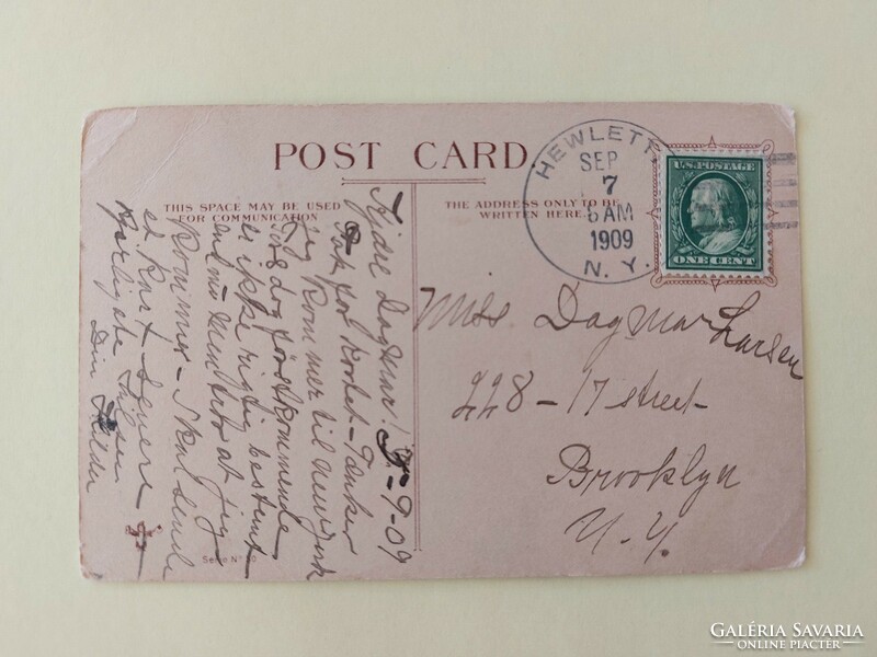 Régi képeslap szerelmespár 1909