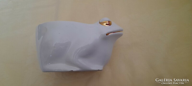 Kaspó porcelain frog gilded 16x11x10cm hole 9cm