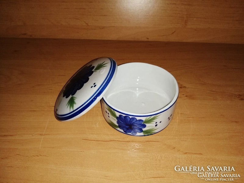 Virágmintás porcelán ékszertartó vagy cukortartó doboz (20/d)