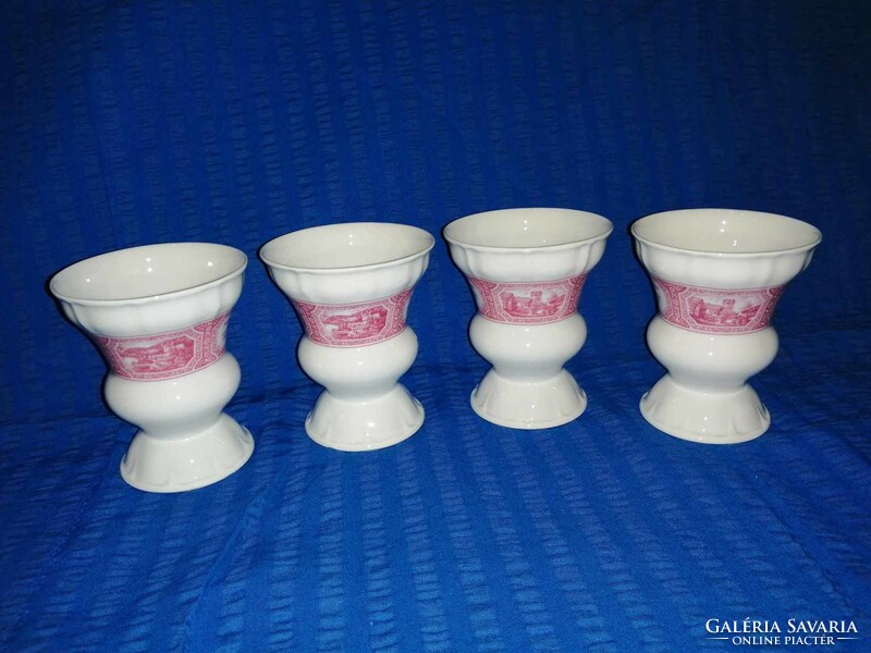 Retro heinrich w. Germany porcelain goblet Rudesheim Rhein anno 1860 4 pieces in one (a2)