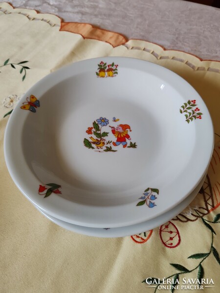 Set of children's plates with a fairy tale pattern, flat and deep together, new