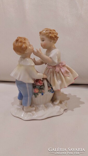 ENS Germany porcelán gyermekpár szobor, figura