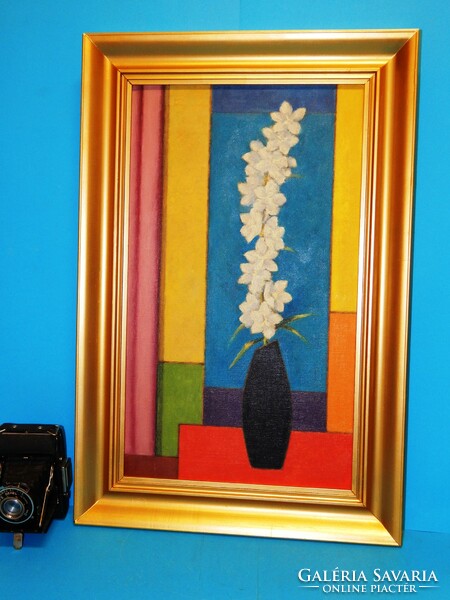 Flawless frame for 30x50cm picture, gift László Vígh (1957-2016) with oil painting