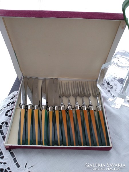 Art deco German vinyl fruit cutlery set from Solingen with original box