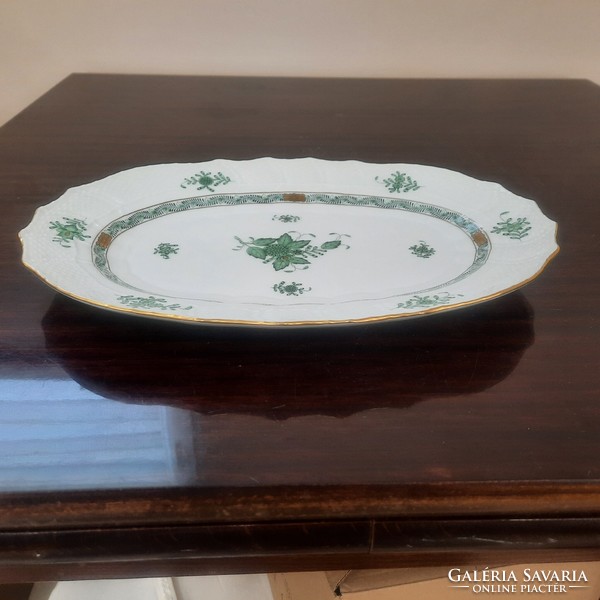 Herend green appony pattern porcelain serving plate with meat and steak