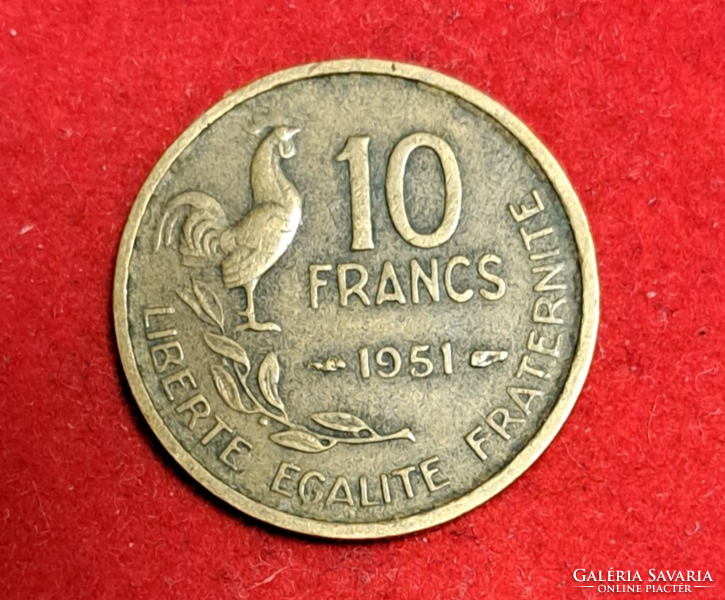 1951. France 10 franc money coin (824)