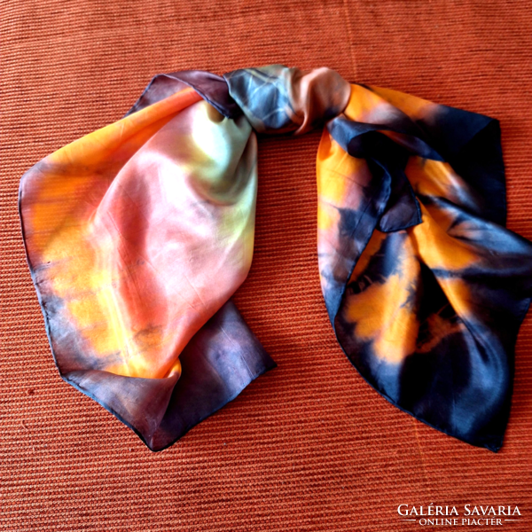 Silk scarf, hand sewn, batik (large)