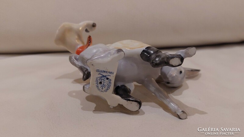 Herend porcelain donkey boy, with more beautiful, stronger colors