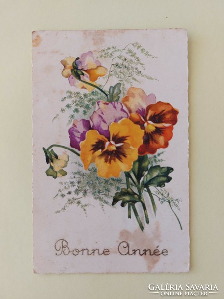 Old floral postcard pansy