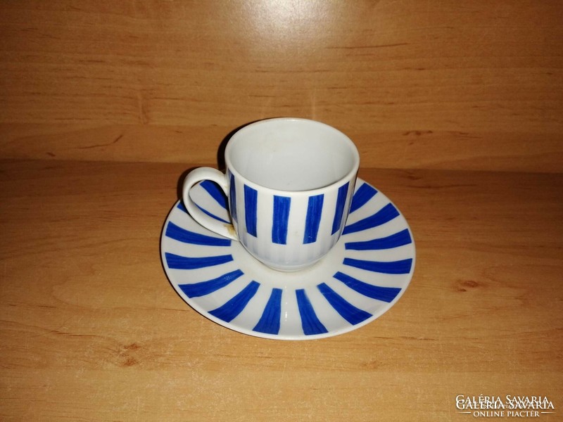 Blue striped guy degrenne porcelain coffee cup with bottom (10/k)