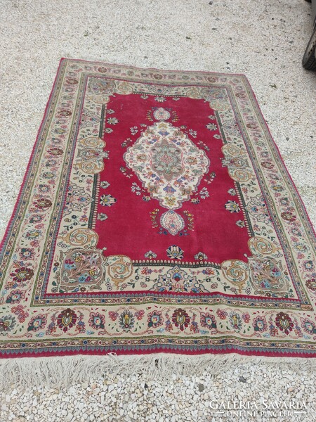 Large, thick, antique hand-knotted Persian carpet with maker's mark 3.15*2.15 cm