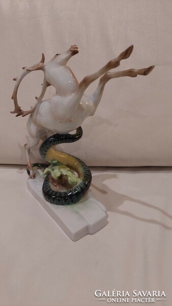 Herend porcelain, death of a deer, flawless porcelain statue