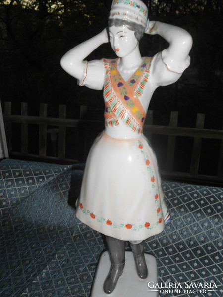 Hollóházi large hand-painted porcelain woman in folk costume 30 cm
