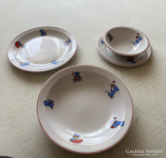Retro, Ljubljana, children's porcelain tableware with teddy bear pattern (not used)