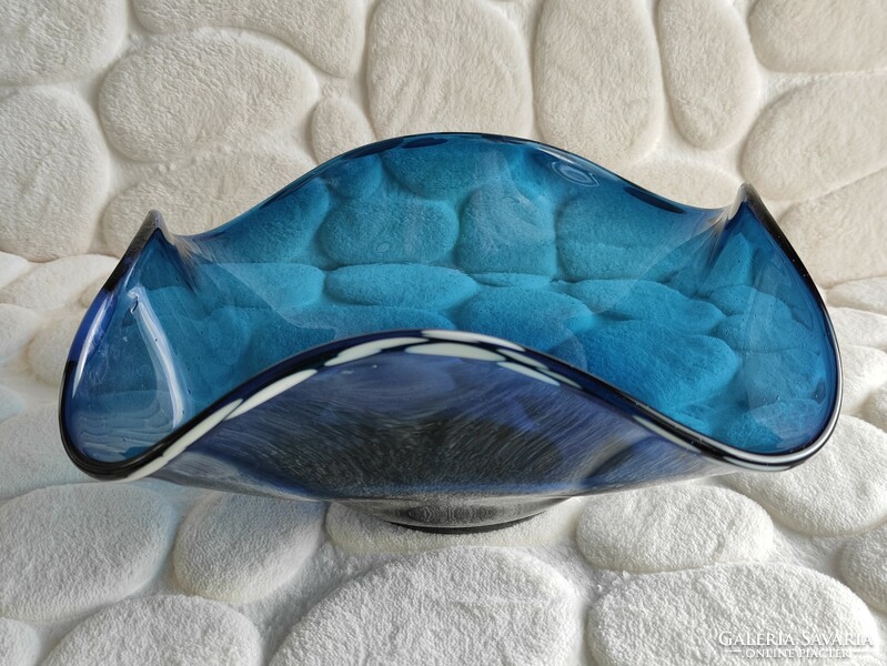 Idea industrial art company modern blue glass serving bowl from the legacy of photographer 