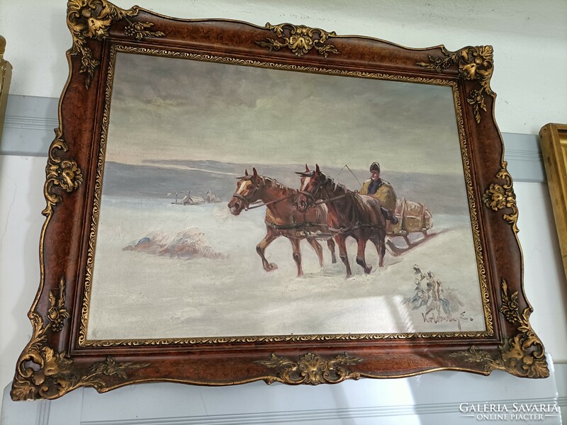 Cluj-Napoca: winter landscape with horse-drawn sleigh