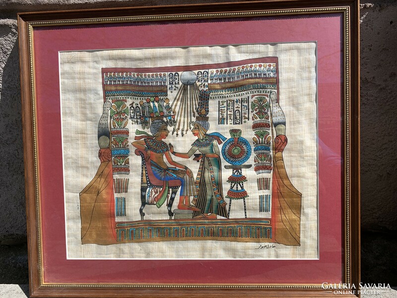 3 Egyptian papyrus pictures in a frame