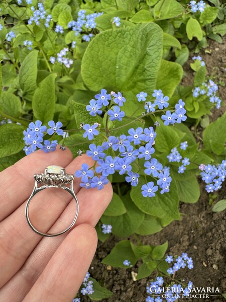 Opal white gold ring 14k