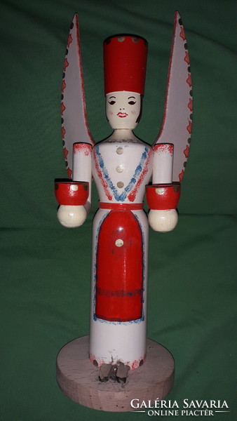 Vintage painted wooden figure fairy queen with wings 32 cm also with candle holder function according to pictures