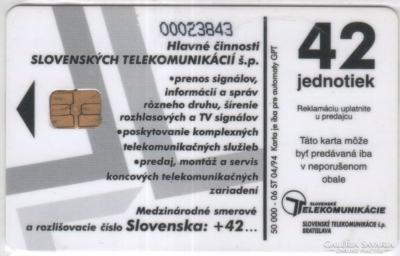 Foreign phone card 0483 Slovak 1994