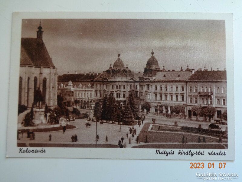 Old postal clean Weinstock postcard: details of Cluj-Napoca, Matthias King Square