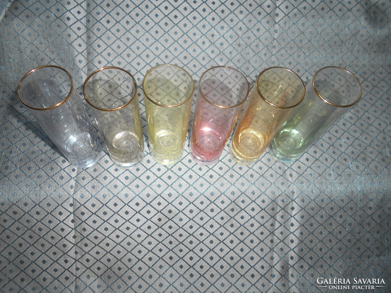 6 db kissé lüszteres retro   üvegpohár-cső pohár  13 cm (500 Ft/ db)