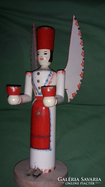 Vintage painted wooden figure fairy queen with wings 32 cm also with candle holder function according to pictures