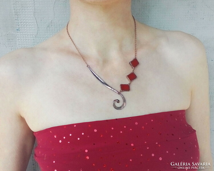 Special glass jewelry, red necklace