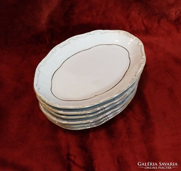 6 zsolnay feathered oval bowls