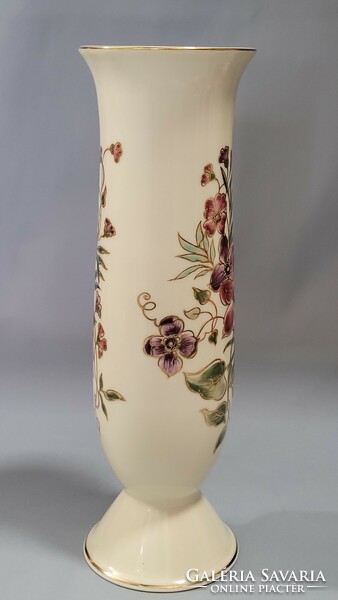 Zsolnay virágos kézzel festett porcelán váza