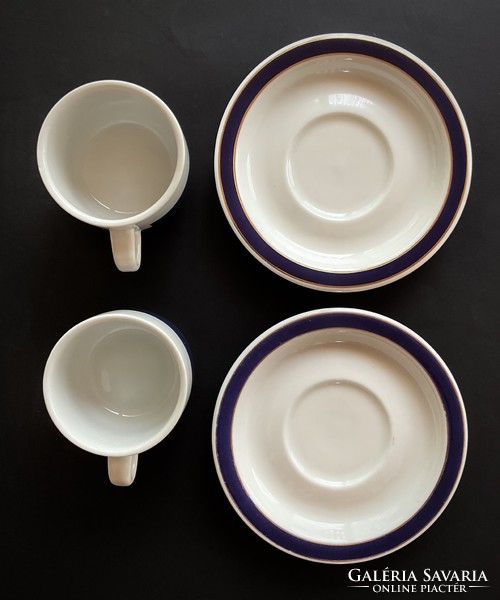 Alföldi 2 display coffee cups with blue striped mocha uniset bottom