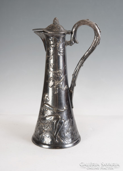 Art Nouveau pewter jug / spout with a mythological scene