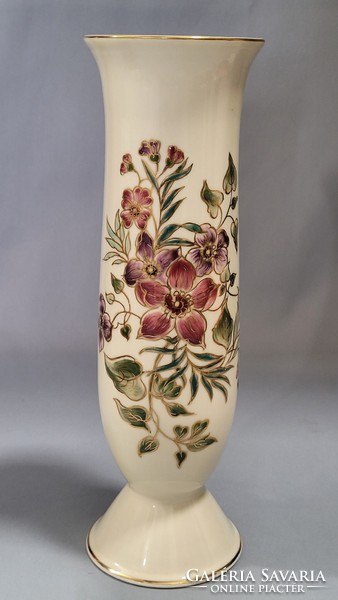 Zsolnay floral hand painted porcelain vase