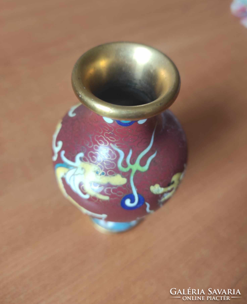 Chinese small copper vase decorated with a dragon