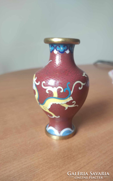 Chinese small copper vase decorated with a dragon