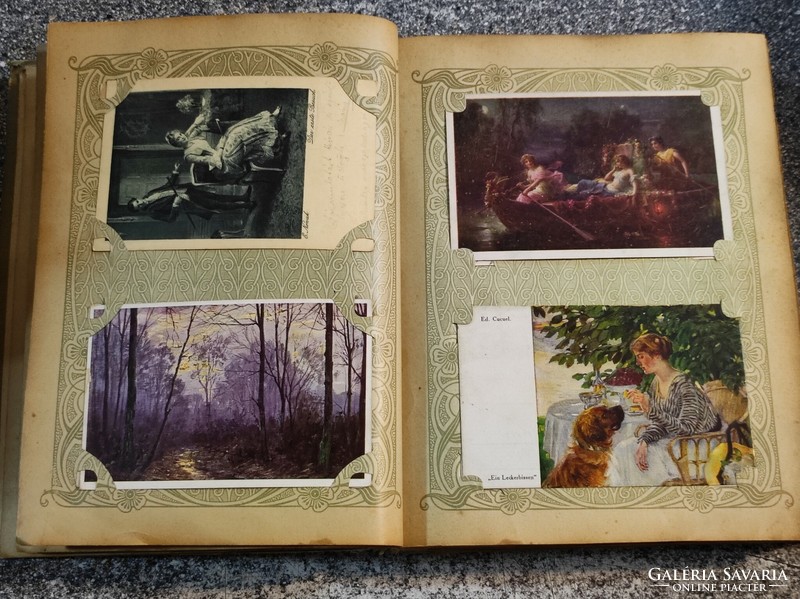 Old postcard collection, in art nouveau albums (in two albums)