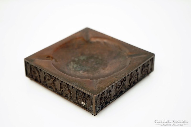 Mid century bronze copper motif ashtray / old ashtray / retro