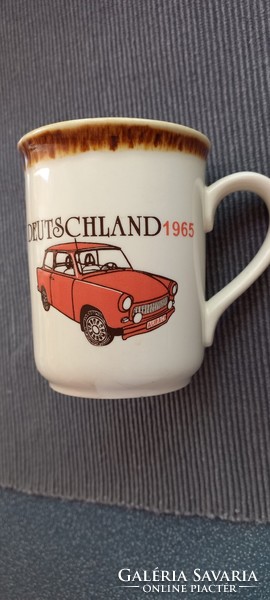 English vintage car porcelain mug deutschland 1965 trabant