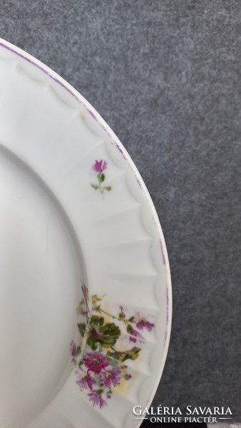 Retro Opeiag porcelán tál, virágokkal,csíkozással díszített, átmérő: 29 cm,  súly: 785 gr.