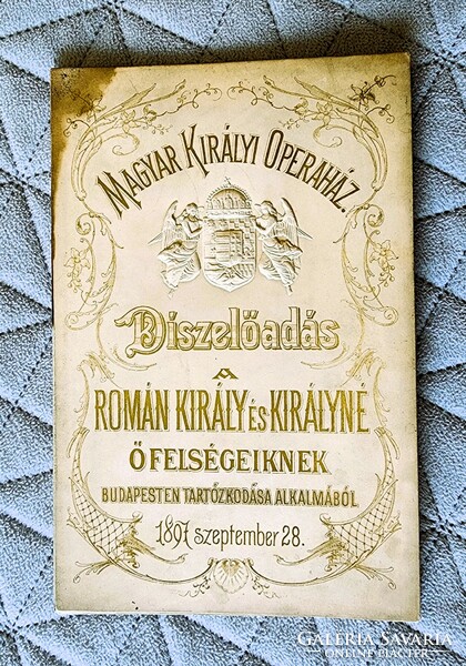 Magyar Királyi Operaház Műsorfűzet 1897 OPERA DOMBORNYOMOTT MAGYAR SZENT KORONA CÍMER  ANGYAL -OS