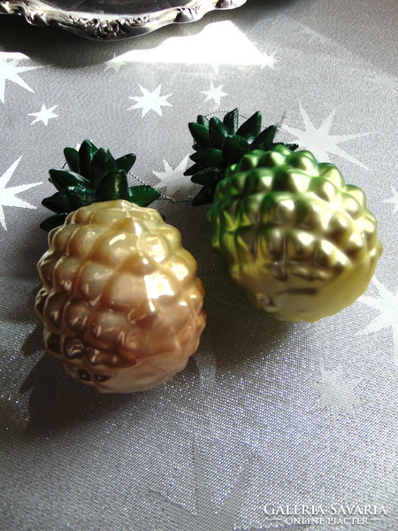 Üveg ananász karácsonyfadísz 2 db együtt